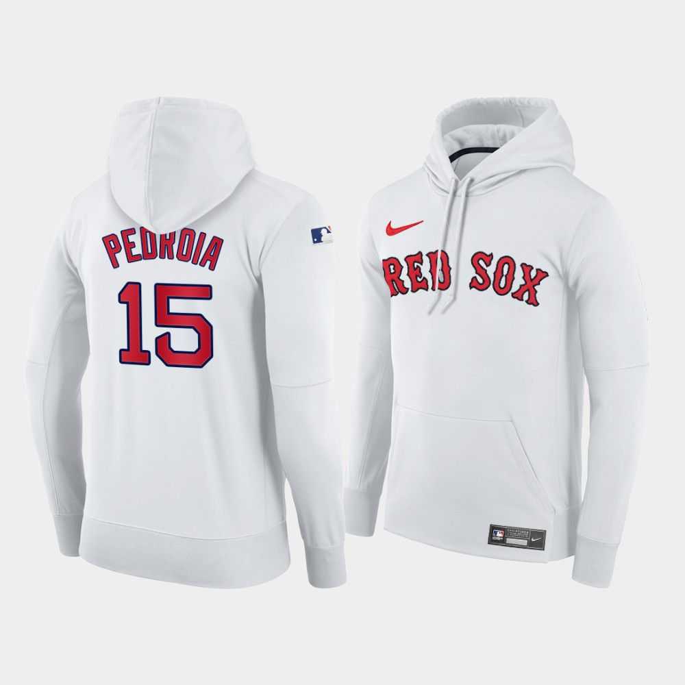 Men Boston Red Sox 15 Pedroia white home hoodie 2021 MLB Nike Jerseys